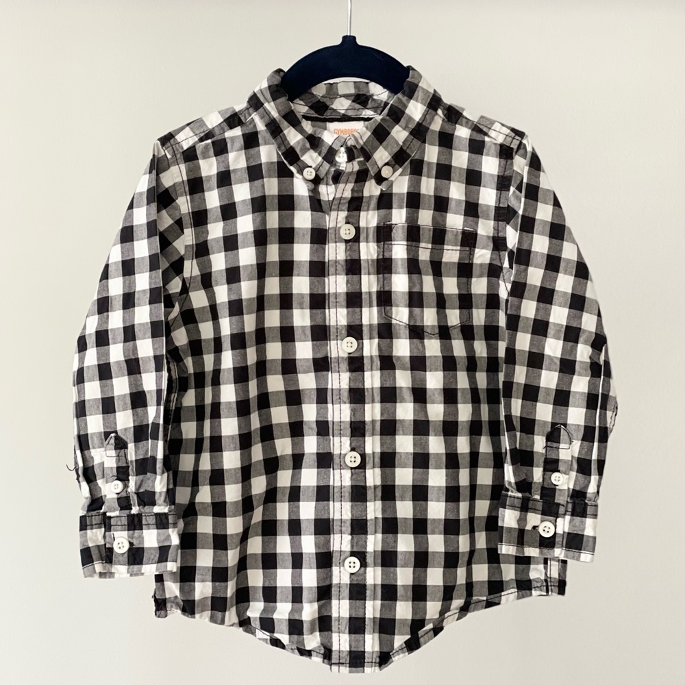 Gymboree black & white plaid shirt